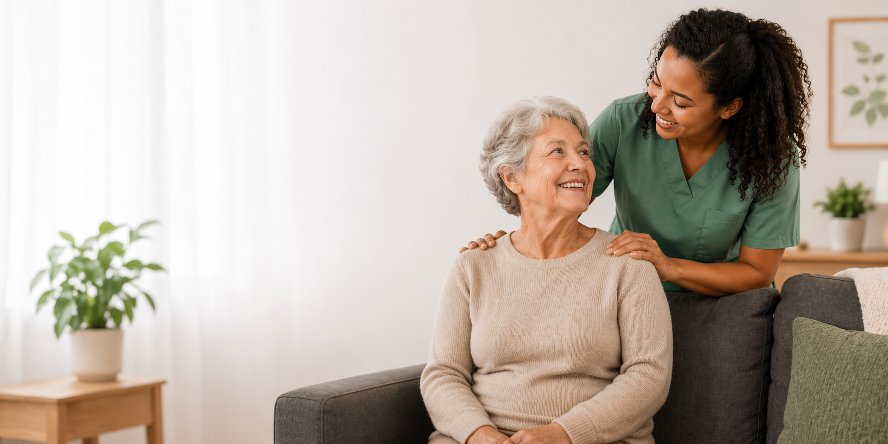 Caregiver supporting senior at home